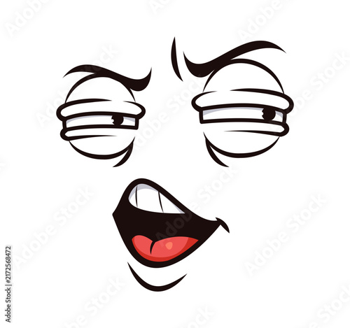 Foto Cartoon face expression emoji with annoyed displeased emotion for emoticon