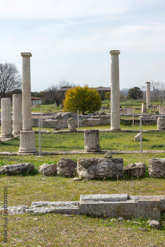 Naklejka premium Ruins of Ancient Macedonian capital Pella, Greece