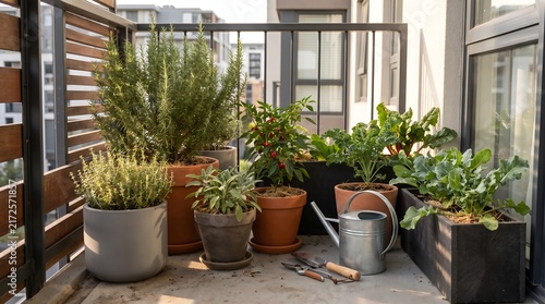 Drought Tolerant Edible Balcony Garden with Herbs and Sustainable Pots