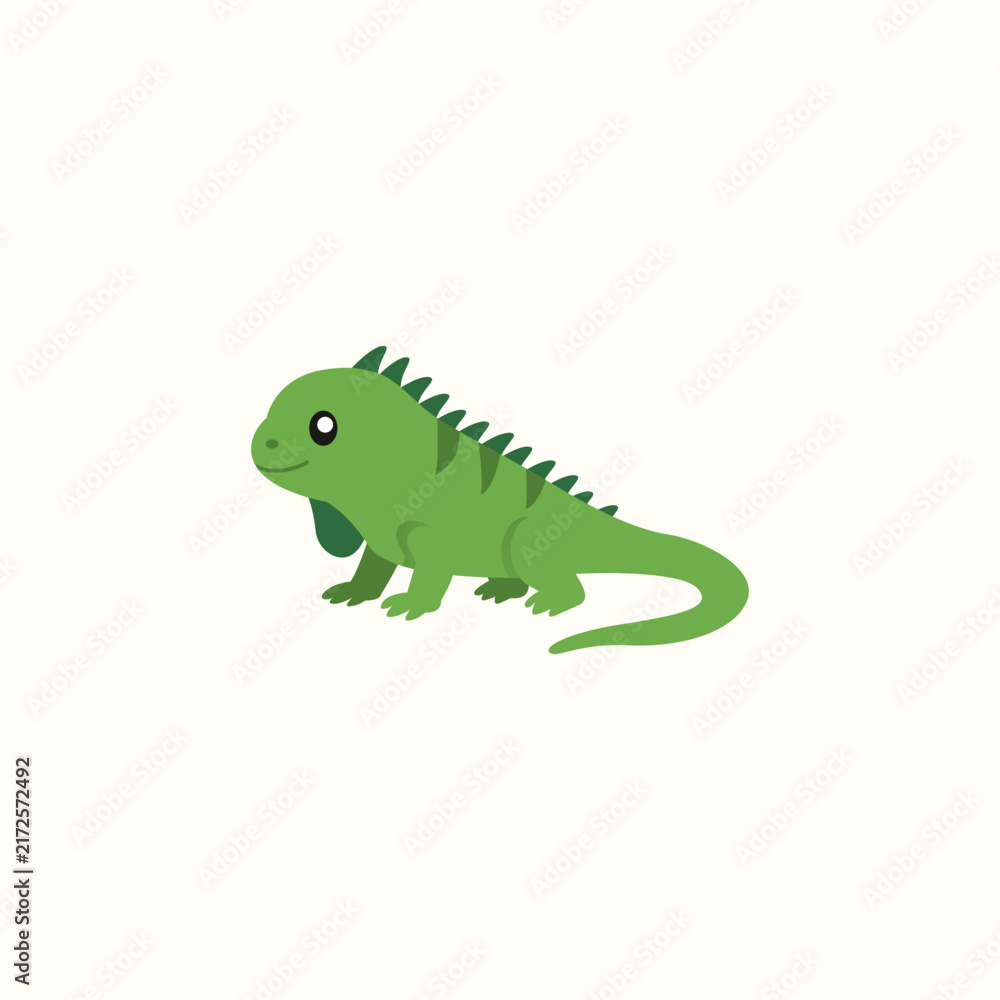 Fototapeta premium Cute Iguana Cartoon Vector, Wild Reptile Character