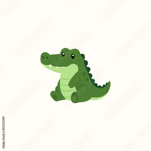 Cute Alligator Cartoon Vector, Wild Reptile Character