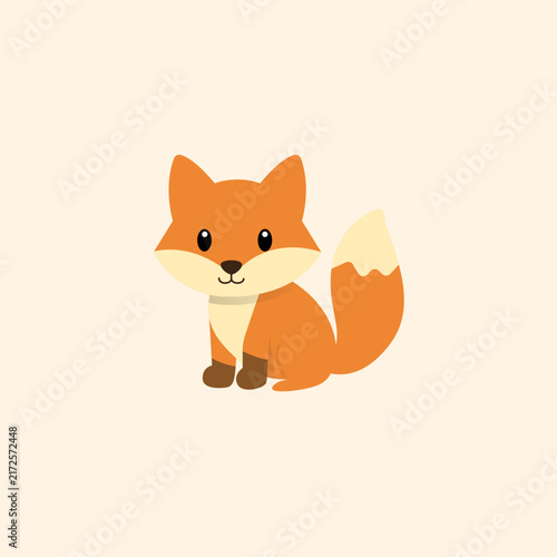 Cute Fox Cartoon Vector, Forest Animal Character