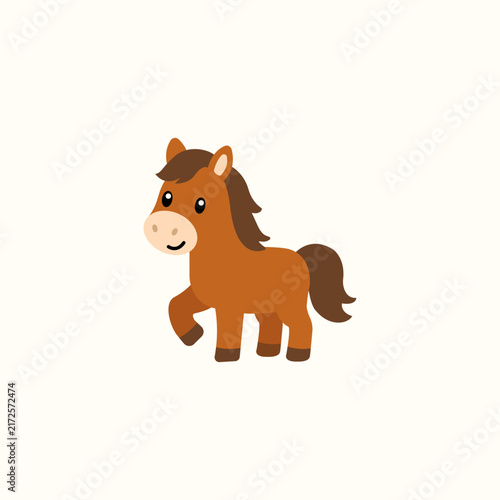 Cute Horse Cartoon Vector, Farm Animal Character