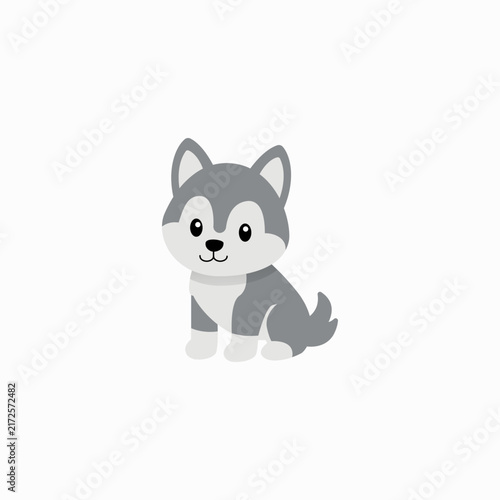 Cute Husky Dog Cartoon Vector, Pet Dog Character