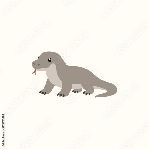 Cute Komodo Dragon Cartoon Vector, Wild Reptile Character