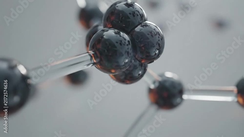 Detailed molecular bond structure against soft bokeh background.
