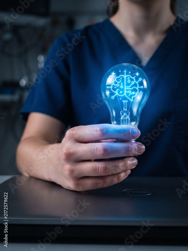Light bulb brain ai multi agent system innovation technology digital concept
