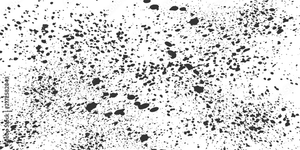 Fototapeta premium Black ink spray splatter texture with scattered droplet particles overlay for artistic grunge graphic design projects requiring distressed paint vintage aesthetic.