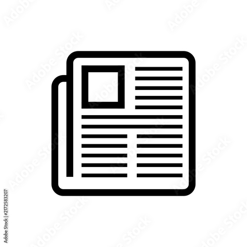 Newspaper icon for daily news and media press communication isolated on white background