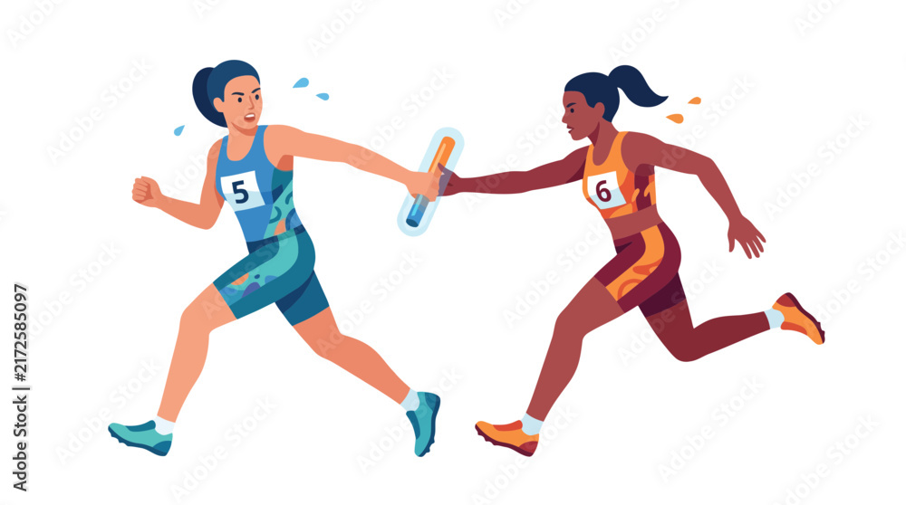 Fototapeta premium Two Athletes Competing in Running Race.
