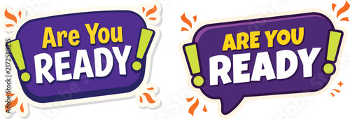 Are you ready speech bubble graphic design vector illustration with purple bubbl