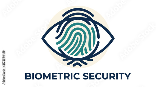 This image features stylized graphics of a biometric security system icon, highlighting modern technology, safety, and innovation for security-related applications and services.