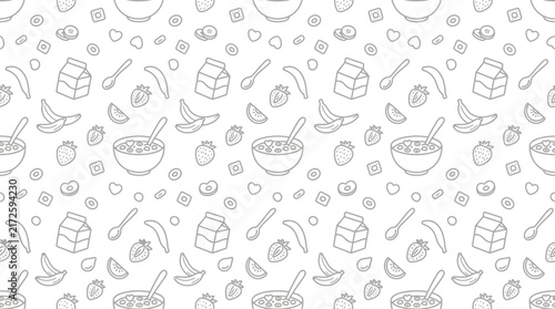 Hand-drawn Breakfast Cereal Pattern
