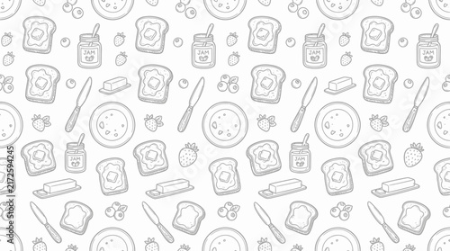Hand-drawn Breakfast Pattern Isolated