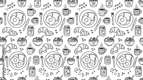 Hand-drawn breakfast pattern