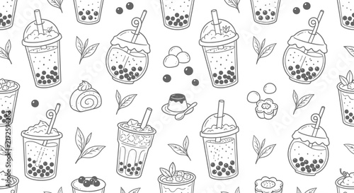 Hand-drawn Bubble Tea Pattern