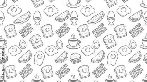Hand-drawn breakfast pattern
