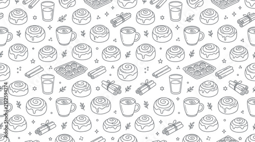 Hand-drawn cinnamon roll pattern