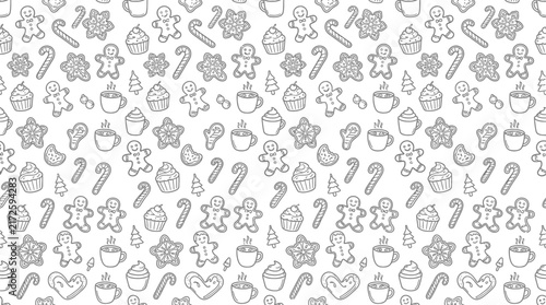 Hand-drawn Christmas seamless pattern