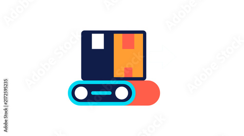 Cardboard Shipping Box Moving On an Industrial Conveyor Belt for Logistics and Delivery