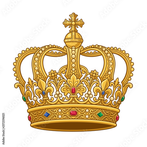 Bild auf Leinwand Ornate Golden Royal Crown Isolated on White