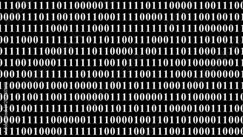 Digital binary code streaming motion data sequence background for tech visual themes.
