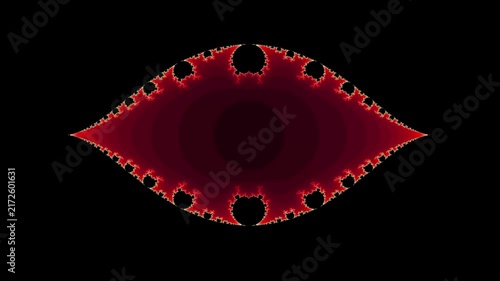 Abstract eye shaped mandelbrot set changing colors fractal animation motion graphic.