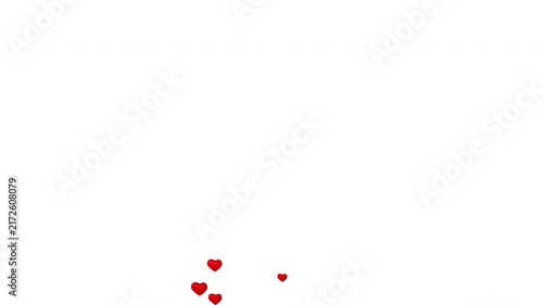 Heart eyes emoji faces floating upward with red hearts on white background, love animation loop
