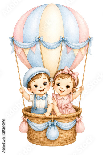 cute baby boy and baby girl