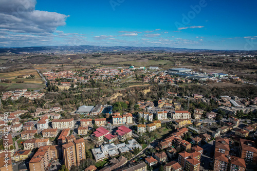 Aerial View of Pontedera, Tuscany with Residential Buildings and Industrial Zone