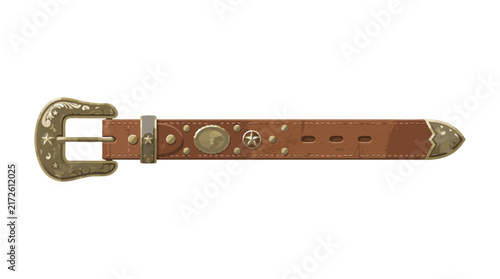 Vintage Western Style Decorative Belt Buckle and Strap