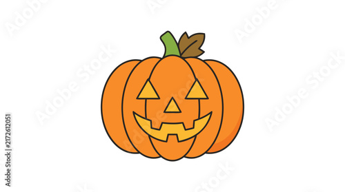 Halloween Jack O Lantern with Carved Smiling Face Illustration