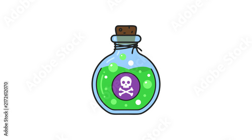 Poison Bottle with Skull and Crossbones 