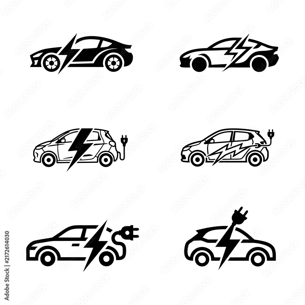 Naklejka premium Electric car charging logo design collection