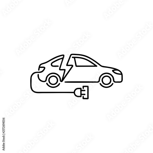 Electric car charging logo line art design