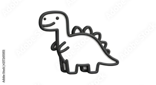 Smiling cartoon dinosaur drawing outline.