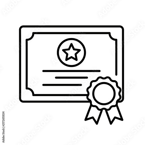 Certificate and Diploma Line Icon for Achievement Award Success and Education Qualification Concept