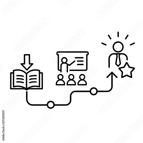 Learning and Career Development Infographic Icon Showing Study Process Training and Professional Success