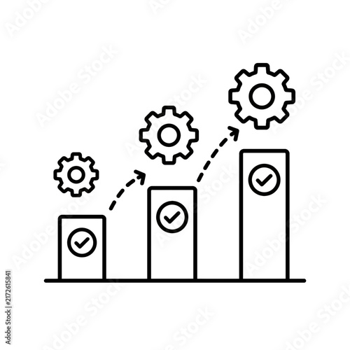 Business growth progress line icon