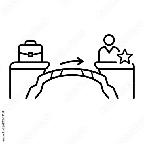 Career Path and Professional Growth Line Icon Representing Business Transition and Success Bridge