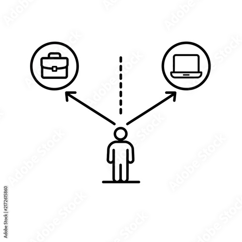 Professional Career Path Choice Featuring Employee Selecting Between Traditional Briefcase Work And Modern Digital Laptop Productivity