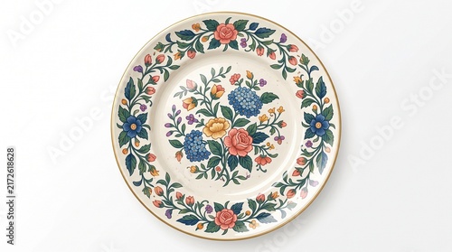 Beautiful Decorative Ceramic Plate with Elegant Floral Pattern