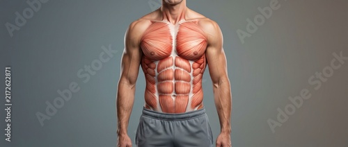 Detailed Human Torso Muscle Anatomy Illustration