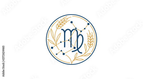 Virgo Zodiac Sign Icon with Floral Elements