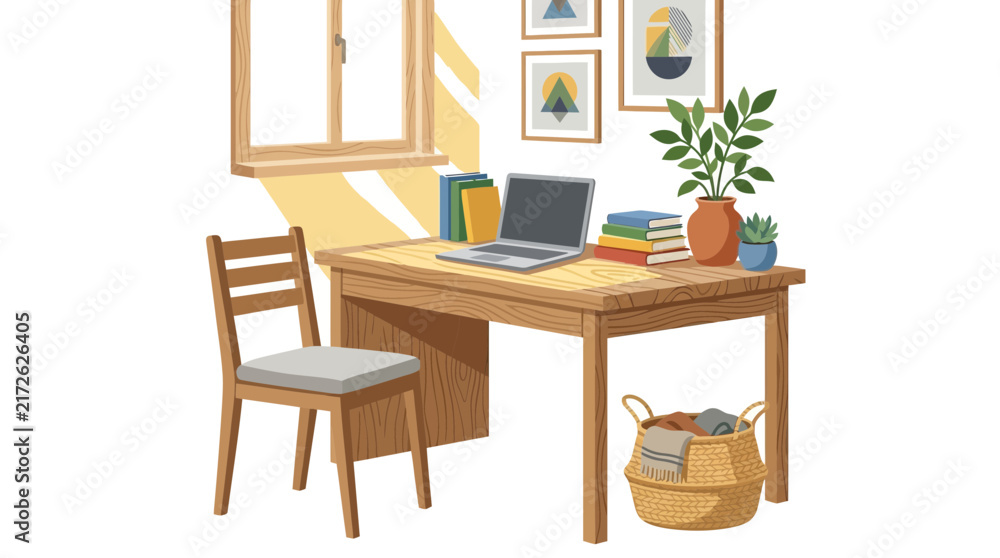 Fototapeta premium Cozy Home Office Desk Setup