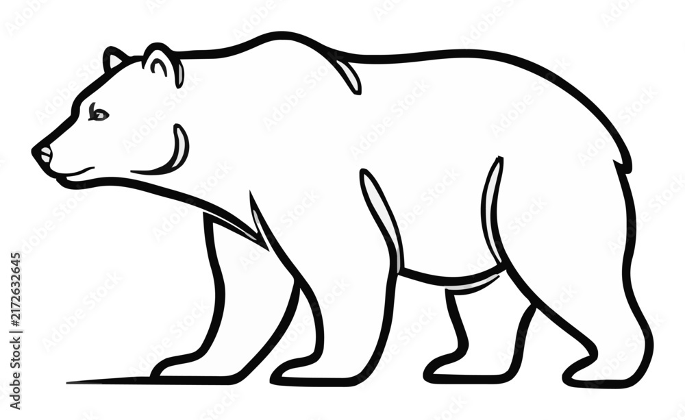 Obraz premium Grizzly bear side view continuous line art vector il.... Generative AI