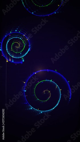 blue glowing particle spirals motion graphic