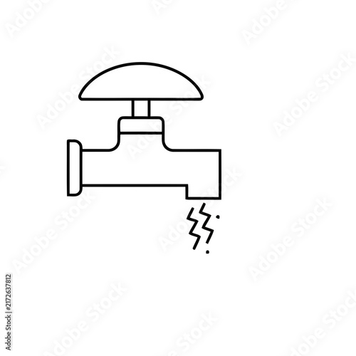 Water faucet icon with dripping water