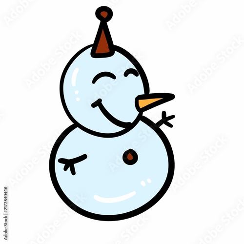 Canvastavla snowman doodle cartoon on white background