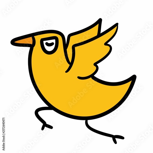 Obraz na plátně yellow bird cartoon on white background